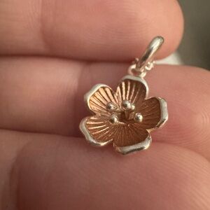 Elegant Silver and Rose Gold Flower Necklace
